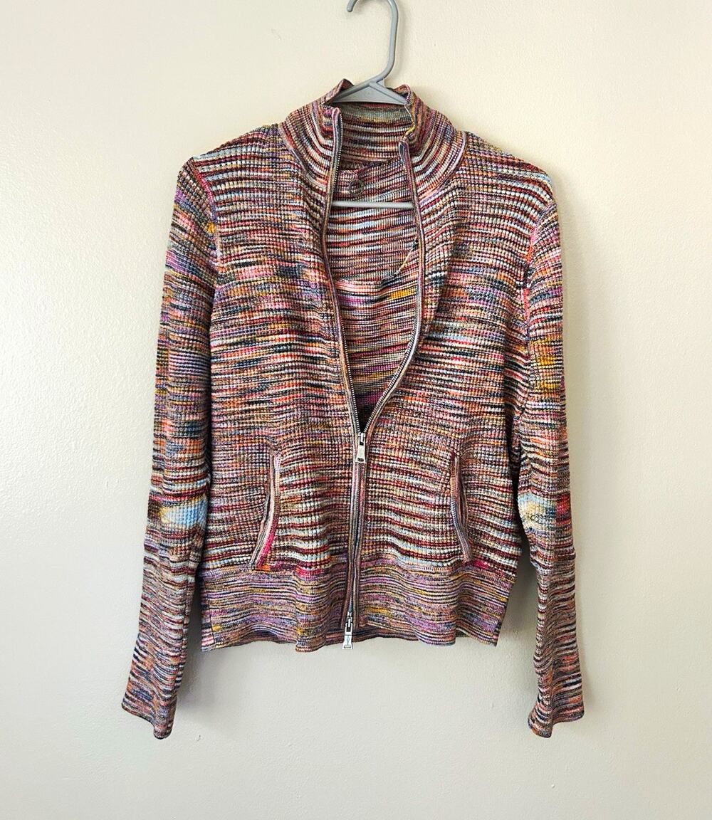 One Girl Who Anthropologie Style 2 Pc Knit Set Tank Top Zip Sweater Jacket S